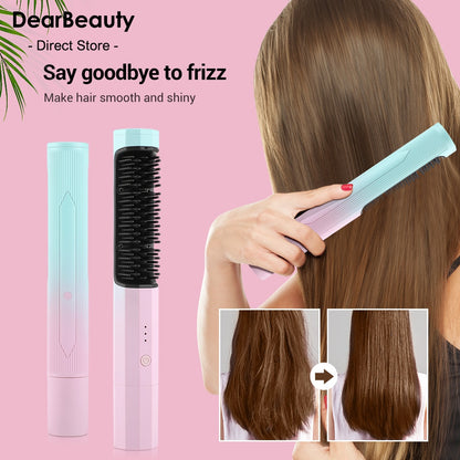 Rechargeable Wireless Hair Straightening and Curling Comb