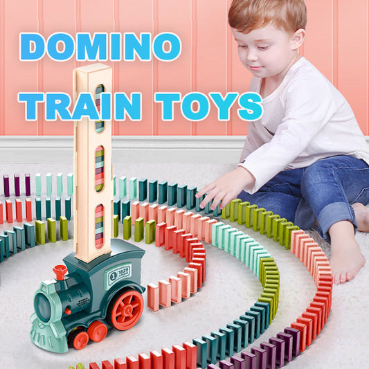 Domino Train Baby Toy Puzzle Car, Automatic Release, Electric Building Blocks Train Set