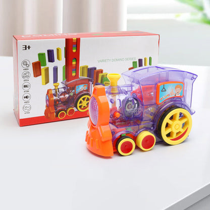 Domino Train Baby Toy Puzzle Car, Automatic Release, Electric Building Blocks Train Set