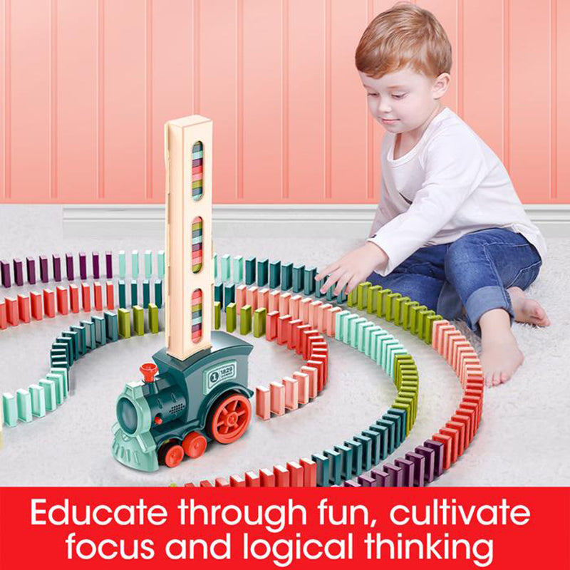 Domino Train Baby Toy Puzzle Car, Automatic Release, Electric Building Blocks Train Set